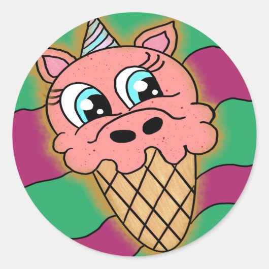 Sticker Rond cône de licorne (Devant)