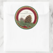 Sticker Rond Cône de pin peint à la main avec nom Parties scint (Sac)