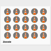 Sticker Rond Cône de signalisation avec bandes grises (Feuille)