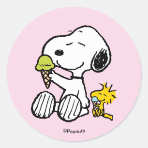 Sticker Rond Cônes de glace Snoopy & Woodstock