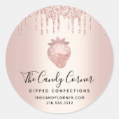 Sticker Rond Confection rose Parties scintillant or gouttes fra (Devant)