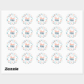 Sticker Rond Confetti bleu foncé orange Merci d'anniversaire (Feuille)