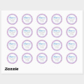 Sticker Rond Confetti bleu rose moderne doux 16 Merci (Feuille)