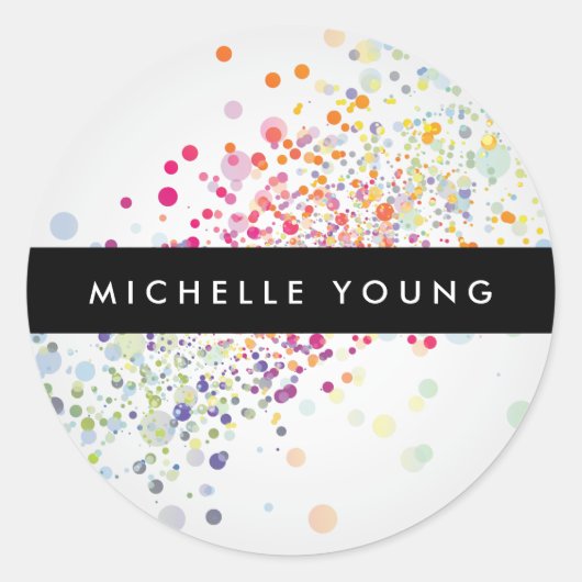 Sticker Rond Confetti Bokeh coloré sur Grey Modern (Devant)