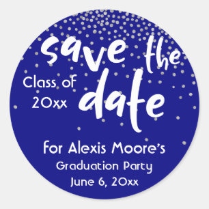 Sticker Rond Confetti d'argent au-dessus de la marine, les temp