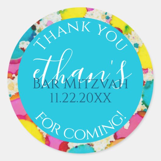 Sticker rond Confetti Design Bar ou Bat mitzvah (Devant)