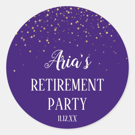 Sticker Rond Confetti d'or sur le sceau d'enveloppe violette (Devant)