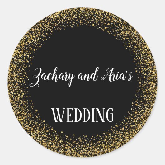 Sticker Rond Confetti d'or sur les sceaux d'enveloppe de Mariag (Devant)