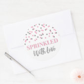 Sticker Rond Confetti en argent rose clair parsemé d'amour (Enveloppe)