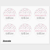 Sticker Rond Confetti en argent rose clair parsemé d'amour (Feuille)