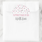 Sticker Rond Confetti en argent rose clair parsemé d'amour (Sac)
