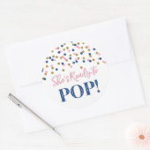 Sticker Rond Confetti en or bleu rose Elle est prête à faire la (Enveloppe)