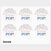 Sticker Rond Confetti en or bleu rose Elle est prête à faire la (Feuille)