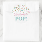 Sticker Rond Confetti en or bleu rose Elle est prête à faire la (Sac)