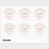 Sticker Rond Confetti en or rose pâle joyeuse retraite (Feuille)