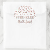 Sticker Rond Confetti en or rose parsemé d'amour (Sac)