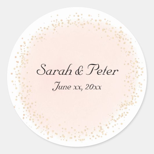 Sticker Rond Confetti Gold Elegant Faire-part de mariage modern (Devant)