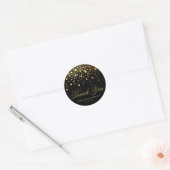 Sticker Rond Confetti Gold Foil Mariage noir Merci (Enveloppe)