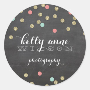 Sticker Rond CONFETTI PARTIES SCINTILLANT corail menthe d'or mi