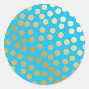 Sticker Rond Confetti Pois Aqua et or