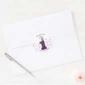 Sticker Rond Confetti rayé rose pourpre 1er anniversaire fille (Enveloppe)