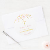 Sticker Rond Confetti rose et or communion (Enveloppe)