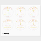 Sticker Rond Confetti rose et or communion (Feuille)