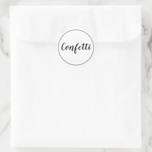 Sticker Rond Confetti Wedding Favor Black and White (Sac)