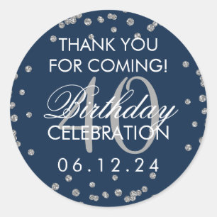 Sticker Rond Confettis argentés de Merci d'anniversaire de ble