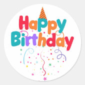 Sticker Rond Confettis d'anniversaire (Devant)