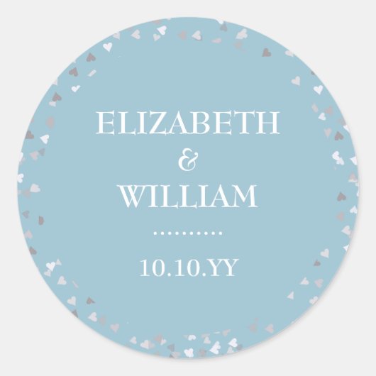 Sticker Rond Confettis de coeurs pour mariage (Devant)