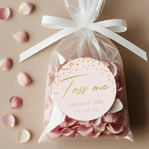 Sticker Rond Confettis de mariage élégants et modernes rose Tos