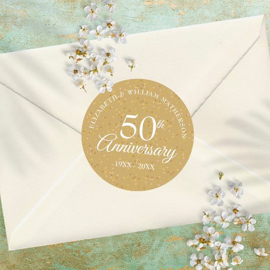Sticker Rond Confettis dorés pour le 50e anniversaire