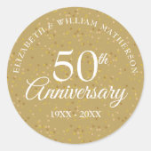 Sticker Rond Confettis dorés pour le 50e anniversaire (Devant)