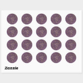 Sticker Rond Confettis élégants et chics points dorés violets F (Feuille)