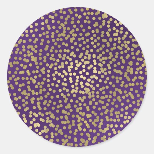 Sticker Rond Confettis élégants et chics points dorés violets F (Devant)