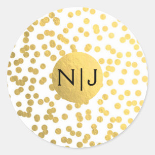 Sticker Rond Confettis en feuilles d'or Points Faveur de mariag