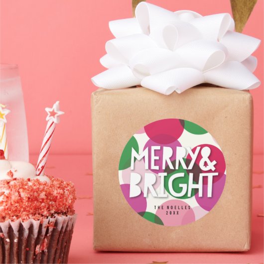 Sticker Rond Confettis points Joyeux & Lumineux Noël Férié (Fête)