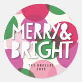 Sticker Rond Confettis points Merry & Bright Noël Fêtes (Devant)