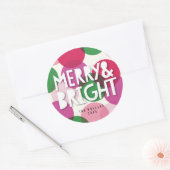 Sticker Rond Confettis points Merry & Bright Noël Fêtes (Enveloppe)