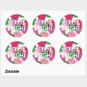 Sticker Rond Confettis points Merry & Bright Noël Fêtes (Feuille)