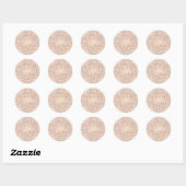 Sticker Rond Confettis Rose Pâle & Points Dorés Élégant Chic Gl (Feuille)