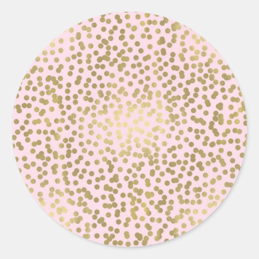 Sticker Rond Confettis Rose Pâle & Points Dorés Élégant Chic Gl (Devant)