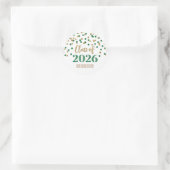 Sticker Rond Confettis Verts Dorés Graduation 2026 (Sac)