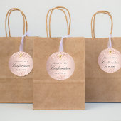 Sticker Rond Confirmation blush rose or nom fille