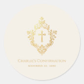 Sticker Rond Confirmation Croix religieuse Faux Gold Crest Ivor (Devant)