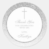 Sticker Rond Confirmation Élégante De Parties scintillant Argen (Devant)