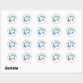 Sticker Rond Confirmation Floral Blue Dahlias Crucifix (Feuille)