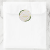 Sticker Rond Confirmation Green Fern Faux Gold Marble Elégant (Sac)