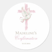 Sticker Rond Confirmation pink cross (Devant)